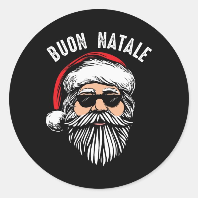 Buon natale italian santa claus babbo lustiger chr runder aufkleber (Vorderseite)