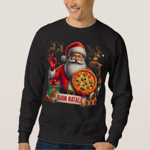 Buon Natale Italian Santa mit Pizza & Reindeer Sweatshirt