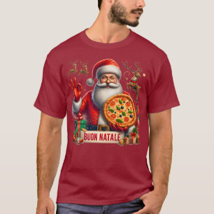 Buon Natale Italian Santa mit Pizza & Reindeer T-Shirt