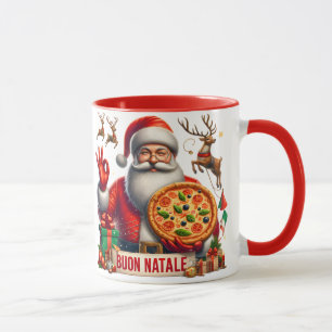 Buon Natale Italian Santa mit Pizza & Reindeer Tasse