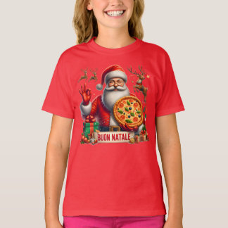 Buon Natale Italian Santa with Pizza & Reindeer T-Shirt