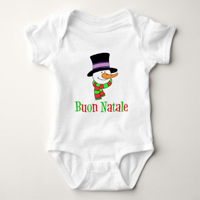 Buon Natale Italian Snowman Kids Baby Strampler (Vorderseite)