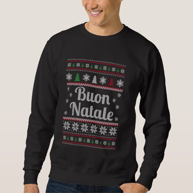 Buon Natale Italian Ugly Christmas Pattern Shirt (Vorderseite)