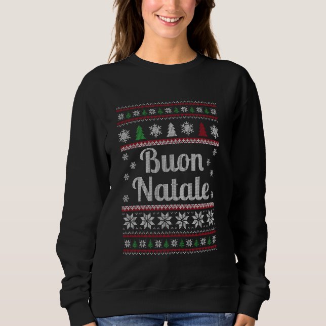 Buon Natale Italian Ugly Christmas Pattern Shirt (Vorderseite)