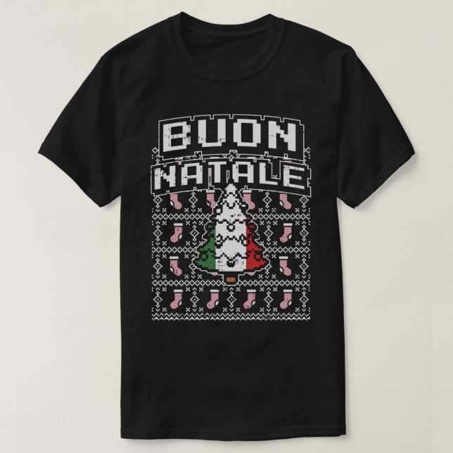 Buon Natale Italian Ugly Christmas Tree Italien Ge T-Shirt (Design vorne)