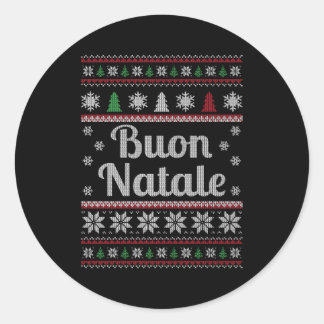 Buon Natale Italian Ugly Pattern Runder Aufkleber
