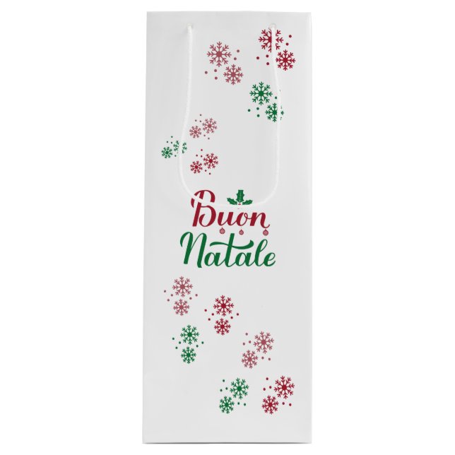Buon Natale Italienisch Frohe Weihnachten Geschenktüte Für Weinflaschen (Vorderseite)