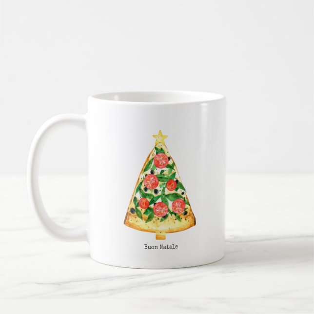 Buon Natale Italienisch Frohe Weihnachtspizza Slic Kaffeetasse (Links)