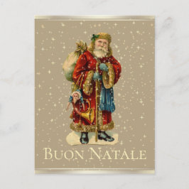 Buon Natale Italienisch Vintag Santa Gold Stars Feiertagspostkarte
