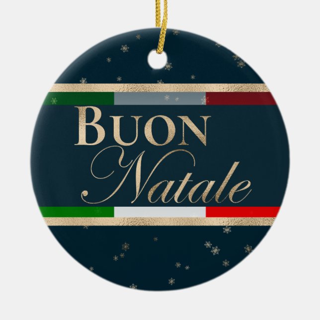 Buon Natale Italienische Fahne Weihnachten Keramik Ornament (Vorne)