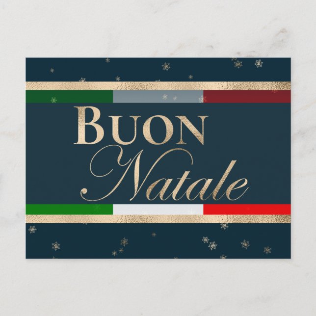 Buon Natale Italienische Fahne zu blauen Weihnacht Postkarte (Vorderseite)