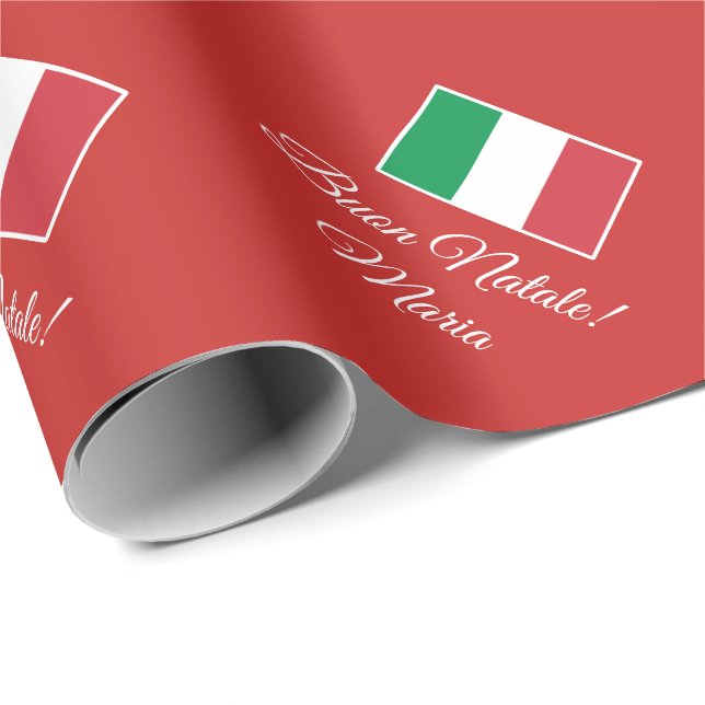 Buon Natale italienische Flagge Geschenkpapier (Rolleneckpunkt)