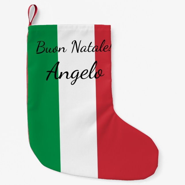 Buon Natale Italienische Flagge personalisierter N Kleiner Weihnachtsstrumpf (Vorderseite)