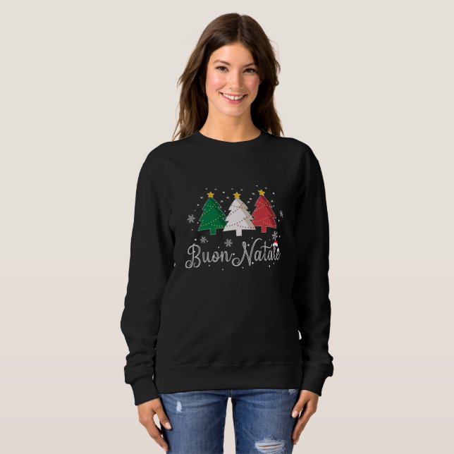 Buon Natale Italienischer Weihnachtsbaum Sweatshirt (Vorne ganz)