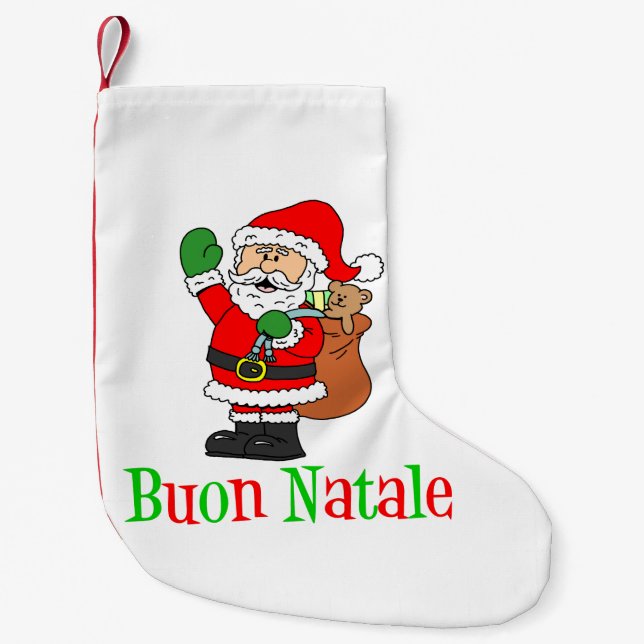 Buon Natale Italienischer Weihnachtsfest Strumpf Kleiner Weihnachtsstrumpf (Vorderseite)