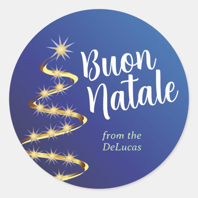 Buon Natale Italienisches Weihnachtsfest mit Namen Runder Aufkleber (Vorderseite)