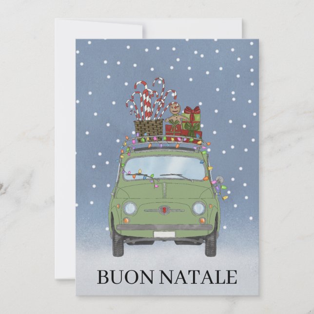 Buon Natale Italienisches Weihnachtsgrün 500 Feiertagskarte (Vorderseite)