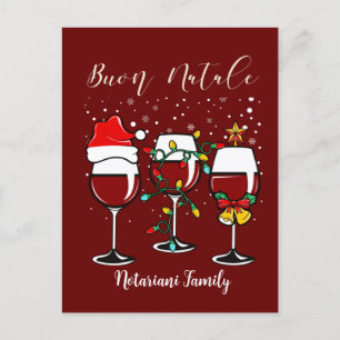 Buon Natale Merry Christmas Wine Lights Postkarte