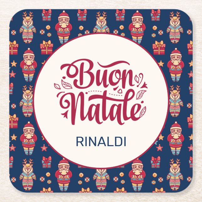 Buon Natale Personalisiert Rechteckiger Pappuntersetzer (Vorderseite)