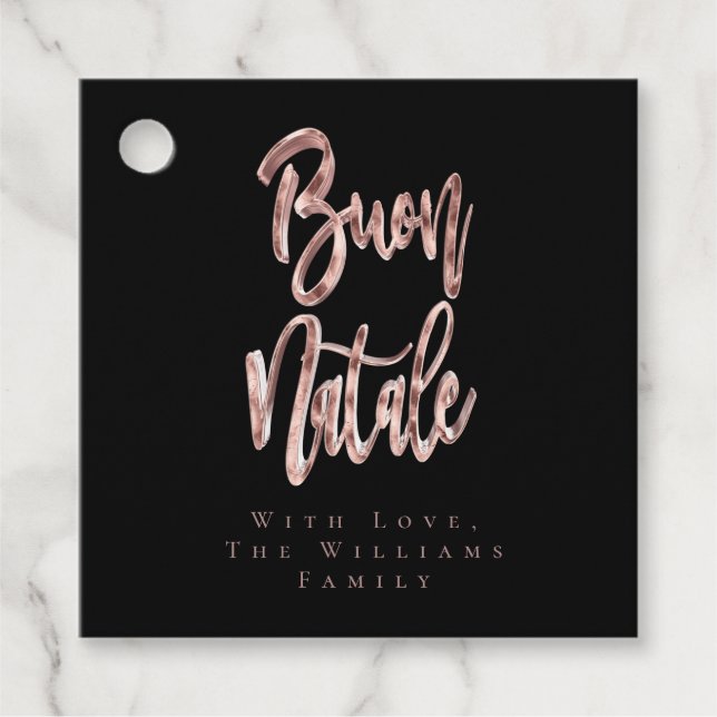 Buon Natale Pink Rose Gold Italienische Weihnachte Geschenkanhänger (Vorderseite)