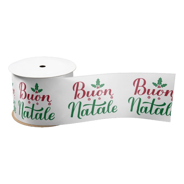 Buon Natale Red Green Satinband (Spule)