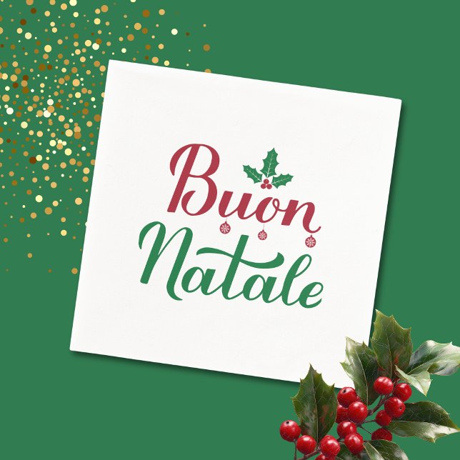 Buon Natale Red und Green Christmas Serviette (Von Creator hochgeladen)