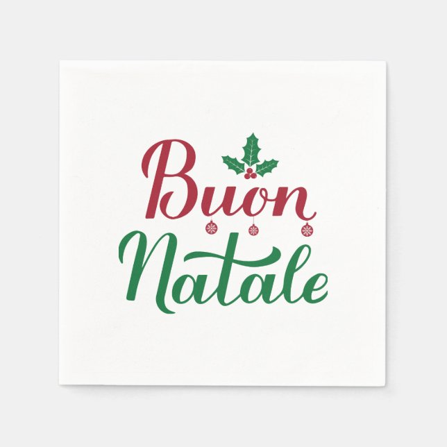 Buon Natale Red und Green Christmas Serviette (Vorderseite)