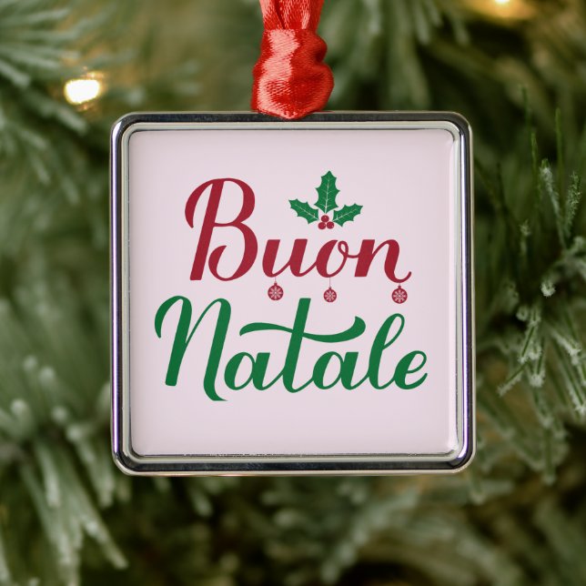 Buon Natale Red und Green Italia Weihnachten Ornament Aus Metall (Baum)