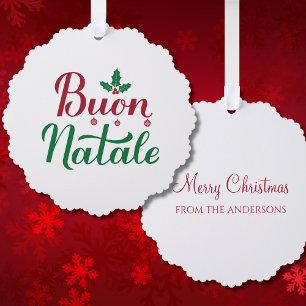Buon Natale Red und Green Italia Weihnachten Ornament Karte