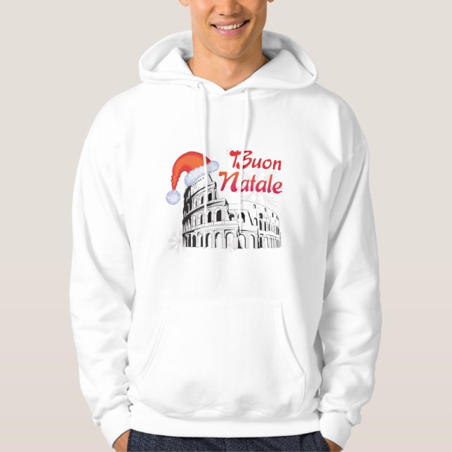 Buon Natale Rome Kolosseum Weihnachtsmannmütze Hoodie (Vorderseite)
