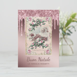 Buon Natale Rose Gold Glitzer Tropfen Weihnachten