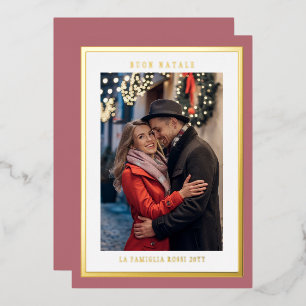 Buon Natale Rose Gold Simple Modern Foto Folien Feiertagskarte