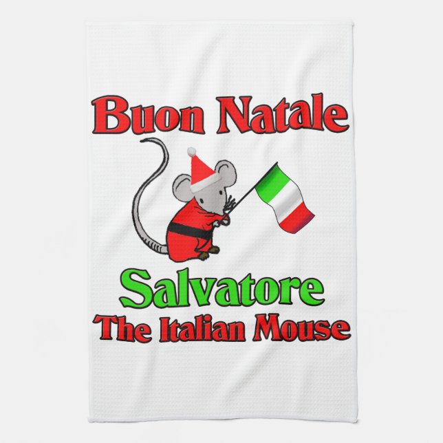 Buon Natale Salvatore die italienische Maus Handtuch (Vertikal)