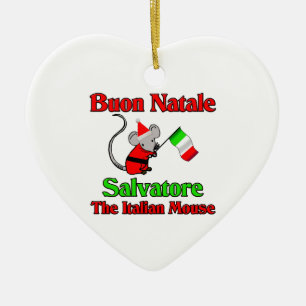 Buon Natale Salvatore die italienische Maus Keramikornament