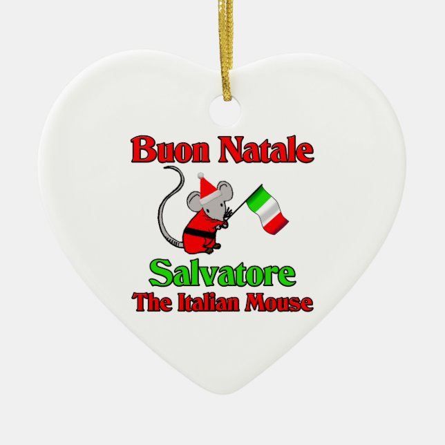 Buon Natale Salvatore die italienische Maus Keramikornament (Vorne)