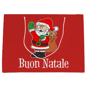 Buon Natale Sankt italienische frohe Weihnachten Große Geschenktüte