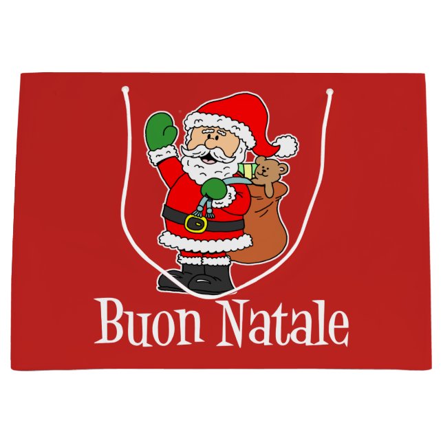 Buon Natale Sankt italienische frohe Weihnachten Große Geschenktüte (Vorderseite)