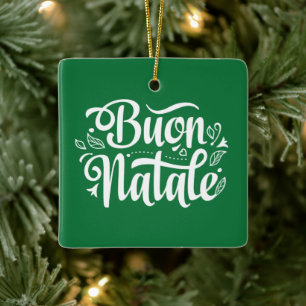 Buon Natale Simple Green Keramikornament