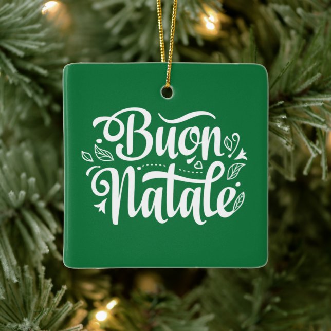 Buon Natale Simple Green Keramikornament (Baum)