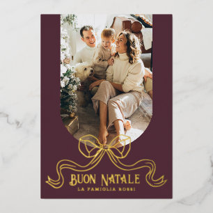 Buon Natale Simple Modern Coquette Bow Foto Folien Feiertagskarte