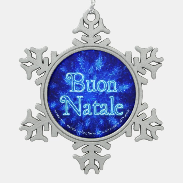 Buon Natale - Snowburst Schneeflocken Zinn-Ornament (Vorderseite)