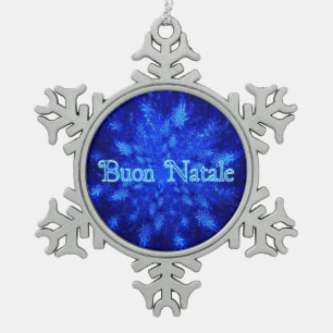 Buon Natale - Snowburst Schneeflocken Zinn-Ornament