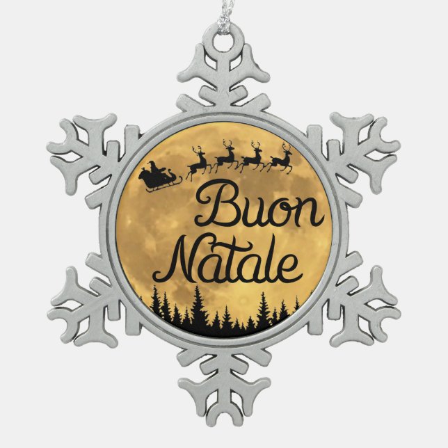 Buon Natale Snowflake Gerahmtes Ornament (Vorderseite)