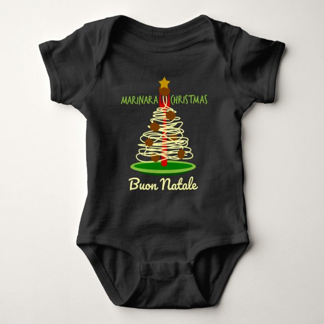 Buon Natale Spaghetti Baum Baby Strampler (Vorderseite)