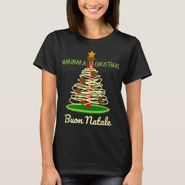 Buon Natale Spaghetti Baum T-Shirt (Vorderseite)