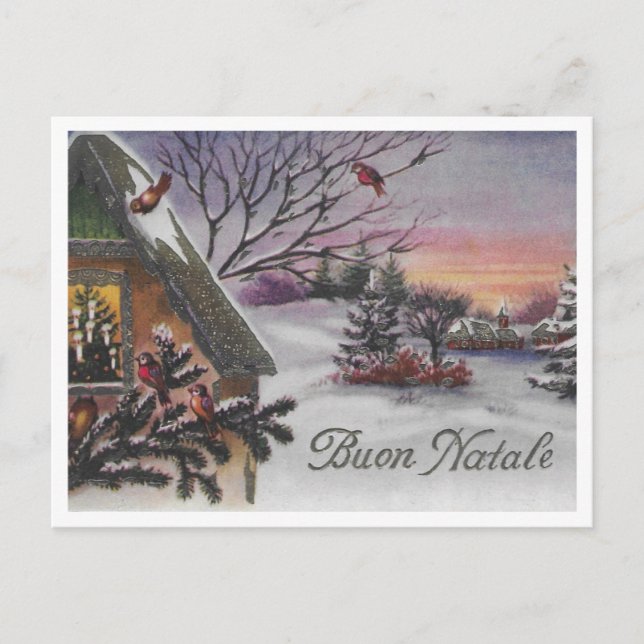 Buon Natale Vintage italienische Weihnachtslandsch Postkarte (Vorderseite)