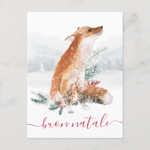 Buon Natale Volpe Rossa Scena di Bosco Invernale Postkarte