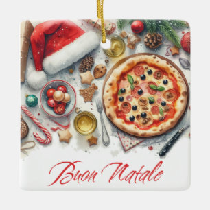 Buon Natale Watercolor Italienisches Weihnachtsfes Keramikornament