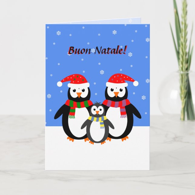 Buon natale Weihnachten niedliche Pinguine italien (Vorderseite)