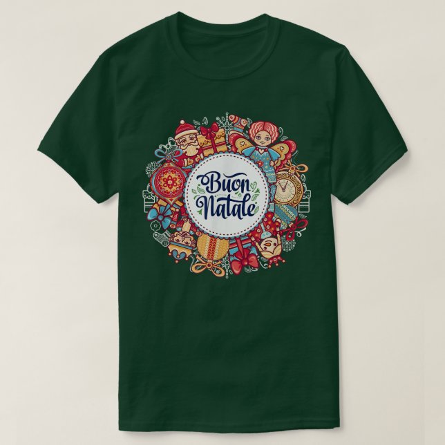 Buon Natale Weihnachtsurlaub Italienisches Happy H T-Shirt (Design vorne)